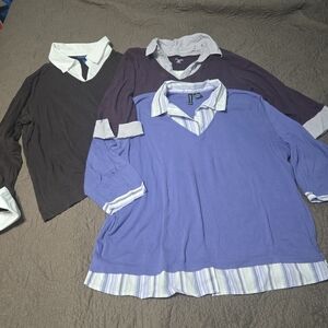 Set of 3 Women's Layered Look Tops from Karen Scott, St Johns Bay & JasonMaxwell